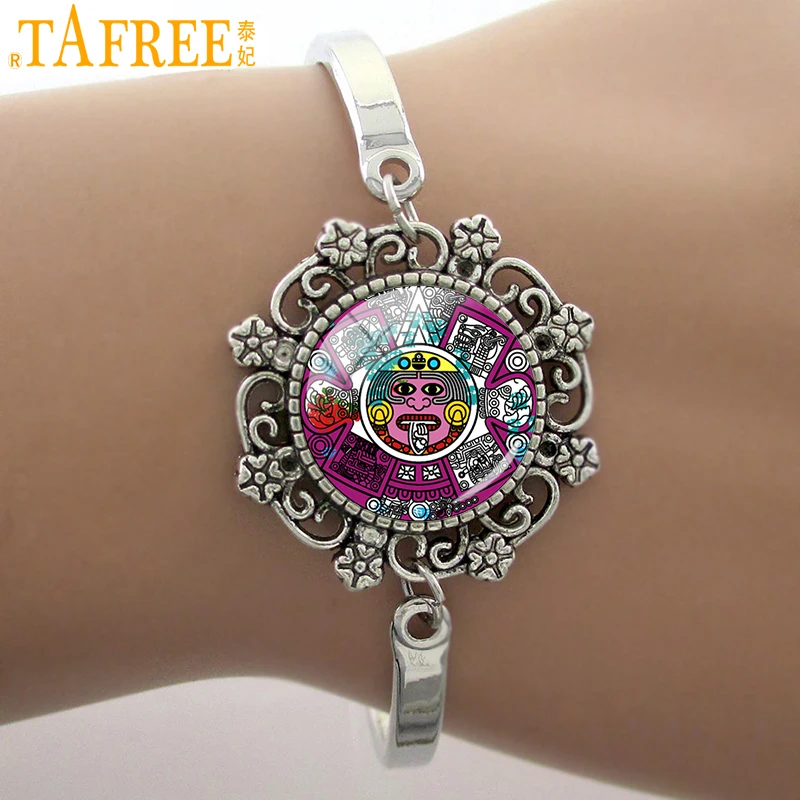 Винтажный Браслет TAFREE с подвесками Майя ацтекского календаря антикварный