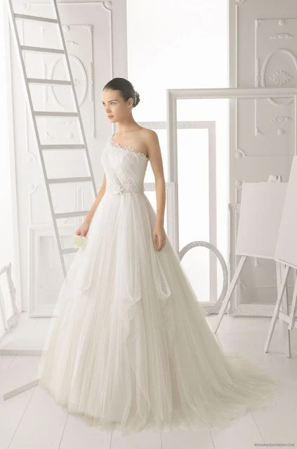 Discount New Fashion 2015 Open Back One Shoulder Wedding Dresses Lace vestidos de fiesta Bridal Gowns With Train | Свадьбы и