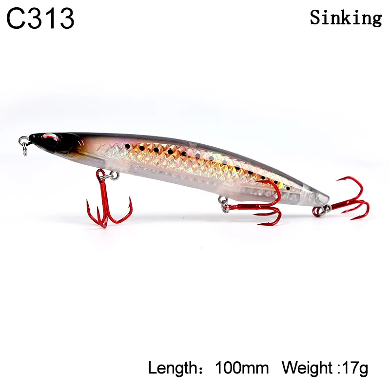 3511-17g-S-C313 Kingdom новые 3D лазерные морские карандаши рыболовные приманки 100 мм 125 мм Высококачественный плавучий и медленно тонущий рыболовные приманки - Цвет: 3511-17g-S-C313