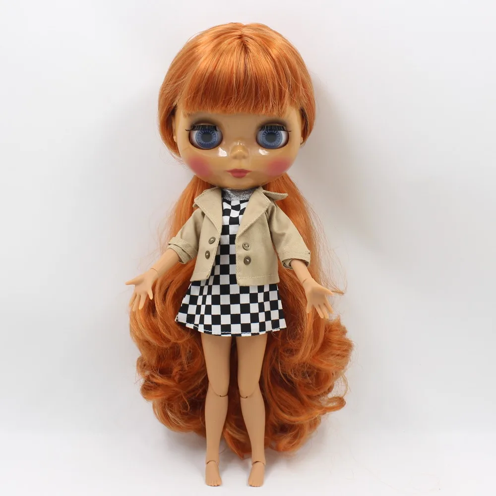 Ледяная кукла DBS Blyth licca body dark skin joint orange brown hair 1/6 bjd 30 см игрушка в подарок| |