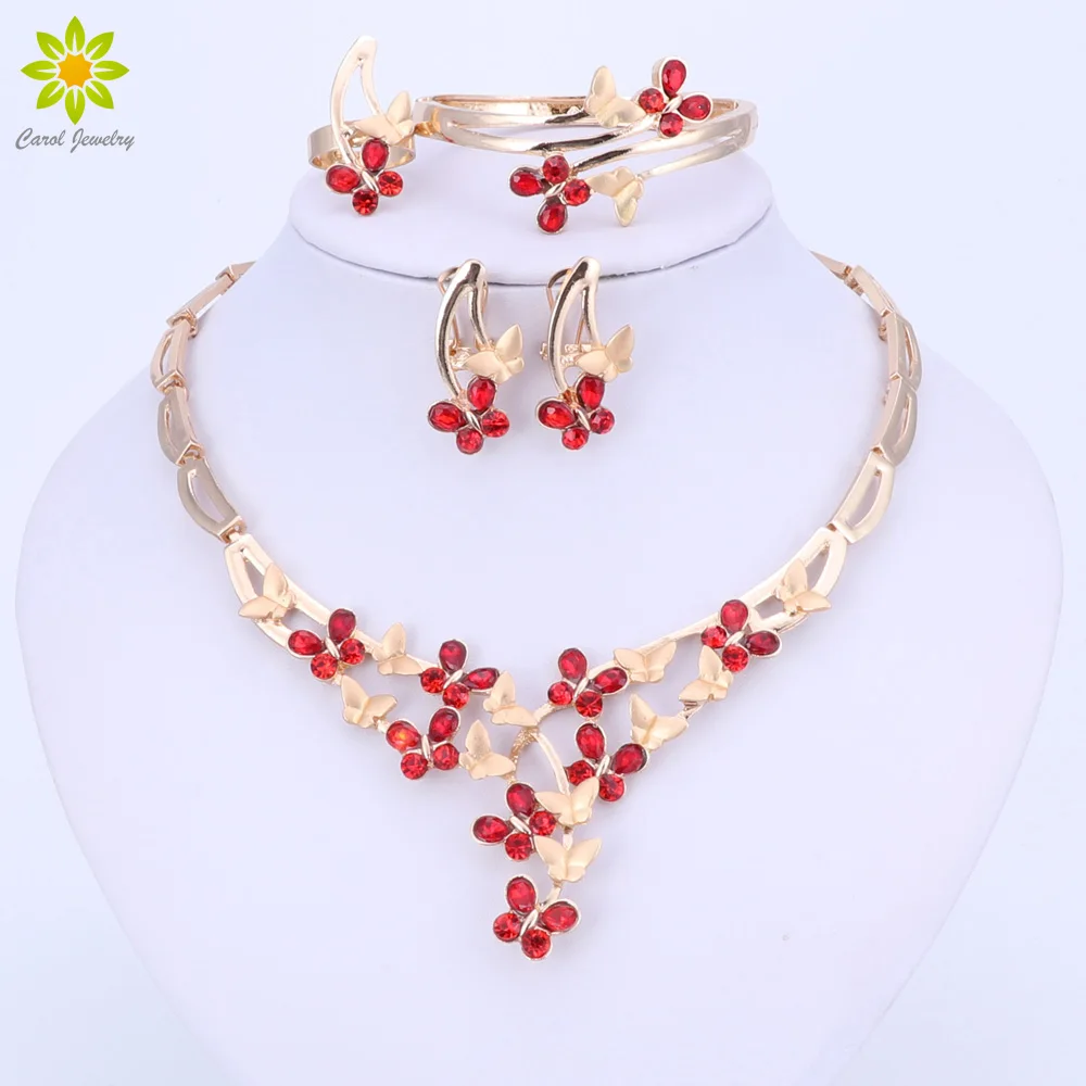 Модные свадебные комплекты ювелирных изделий золотого цвета Горячая Распродажа