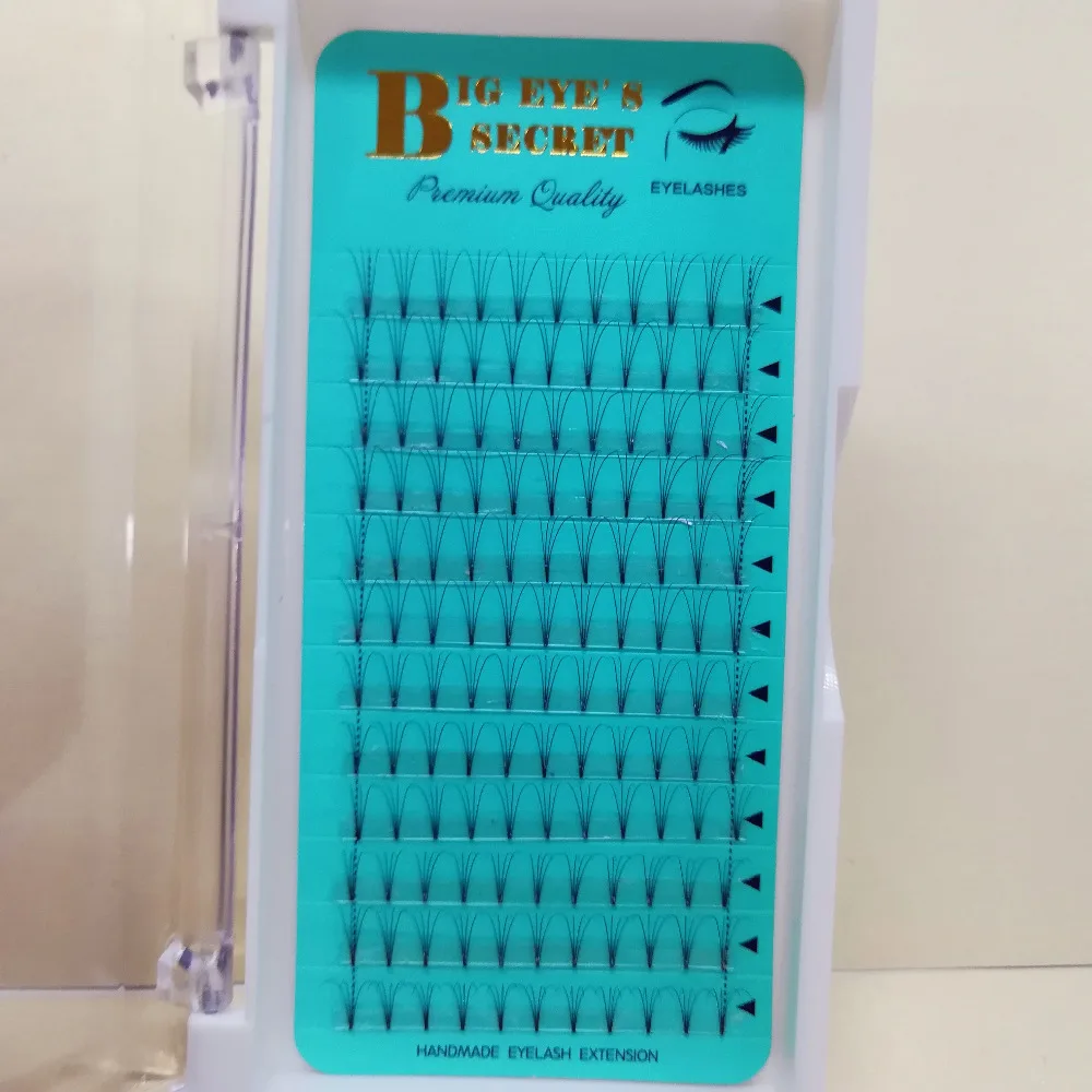 Big eye's secret 4D volume eyelash Short stem premade fans hand-made black Korean silk premium eyelashes extension | Красота и