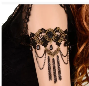 Kpop винтажное ювелирное изделие готический черный кружевной эластичный браслет с