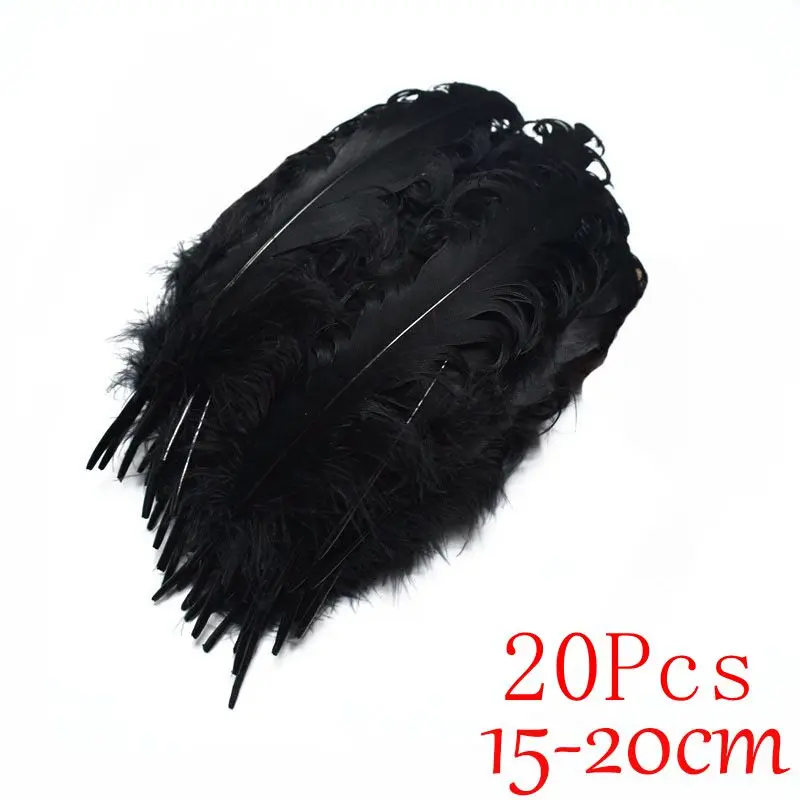Goose feather 20 шт черные Страусиные гусиные перья для рукоделия крашеные перья фазана петуха для изготовления ювелирных изделий вечерние украшения для дома - Цвет: Goose feather