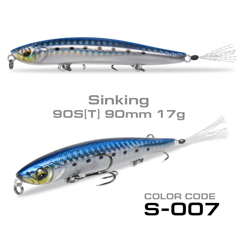 90ST Sinking S007 SFT рыболовные приманки 90 мм 7,5g 17g 70 мм 4,3g 10 ghard карандашные приманки плавающий/опускается на дно искусственные морской окунь приманка для рыбы - Цвет: 90ST Sinking S007