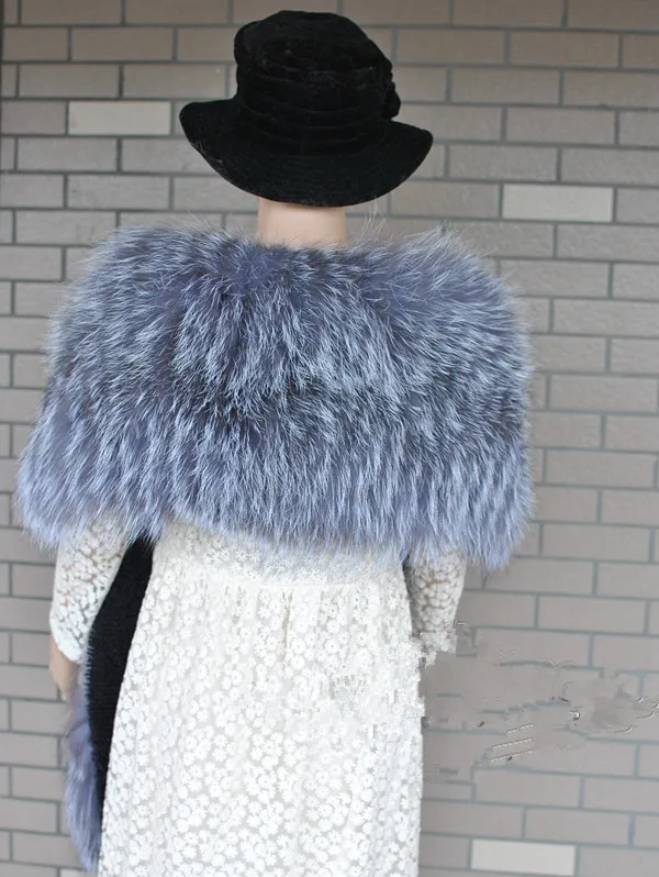 Fashion women fur scarf natural fox scarves autumn winter warm raccoon wraps S44 | Аксессуары для одежды