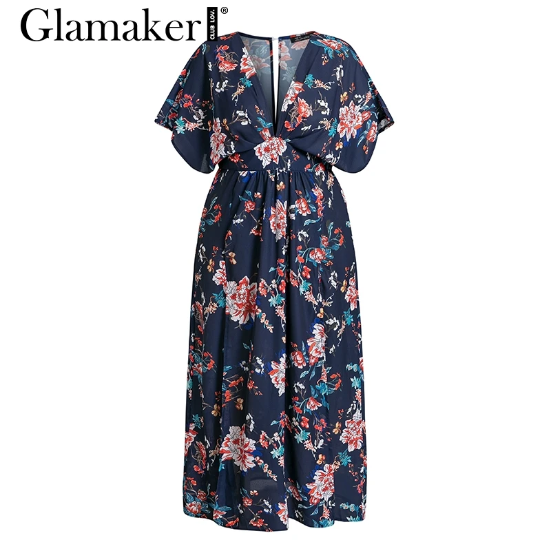 Женское длинное платье в стиле бохо Glamaker элегантное голубое повседневное с