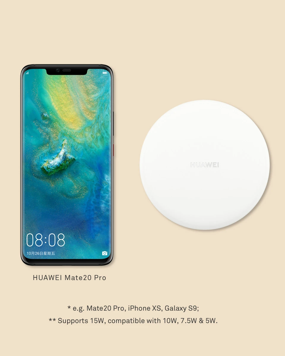 HUAWEI QI Беспроводное зарядное устройство тип C CP60 WPC Smart 15 Вт Max HUAWEI mate 20 Pro RS совместимый для IPhone samsung Xiaomi