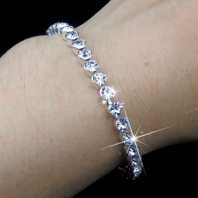 Fashion Gold Silver Roman Women Chain Crystal Bracelets Gifts Rhinestone 16.5 CM bracelet Harajuku Wedding gifts | Украшения и