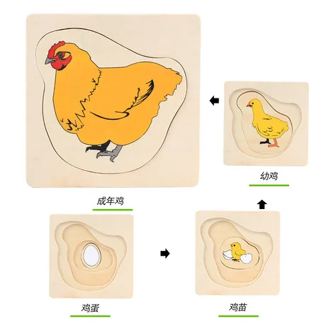 Игрушка Монтессори многослойный пазл Мультяшные животные детские развивающие