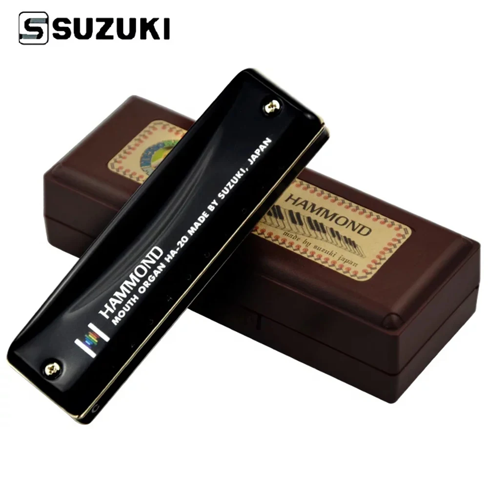 Diatônico para Suzuki Corrente e Boca Suzuki Hampor Orgão Musical Profissional 10 Buracos Azul Ha-20