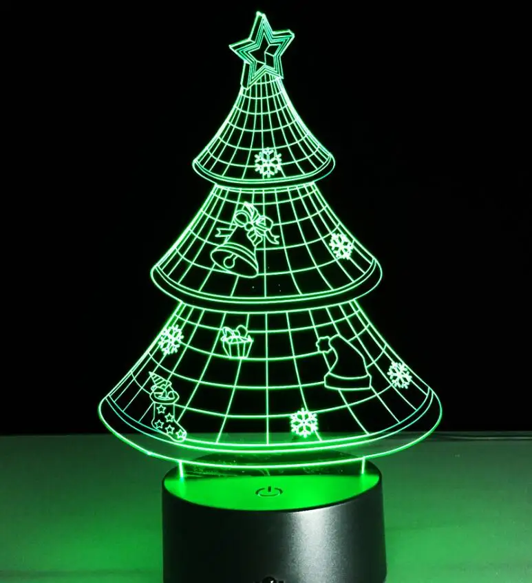 Рождество 3D светодиодный светильник Санта Клаус дерево сапоги со снеговиком 7 цветов лампа 3D светодиодный ночник для детей сенсорный Usb Настольный подарок домашний декор - Испускаемый цвет: Christmas Tree Lamp1