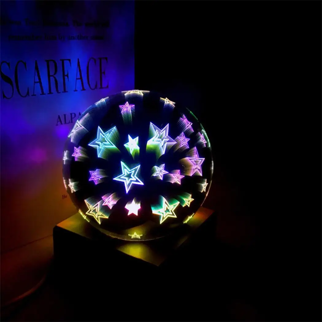 Creative 3D Glass Cover LED Night 5V Round Light Star Butterfly Desk 3W Lamp Home USB Decor As Picture | Лампы и освещение