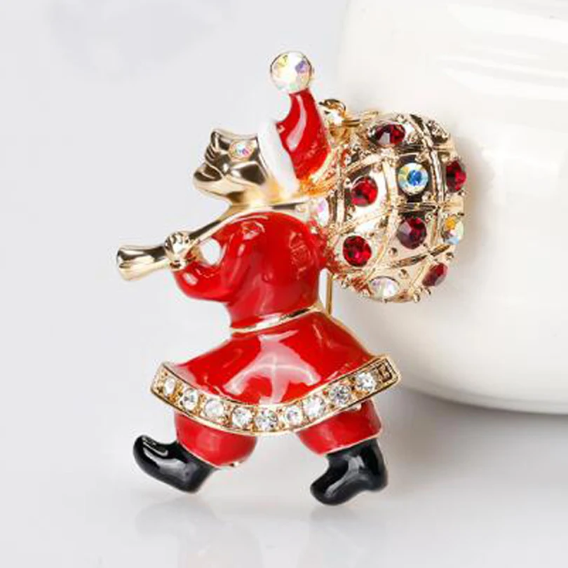 10 шт. Эмаль Кристалл Санта Клаус брошь Шпильки Для женщин Детский костюм для