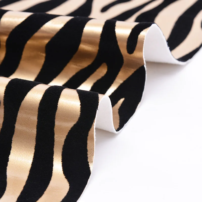 Искусственная кожа с узором зебры искусственный мех Флокированная Декоративная