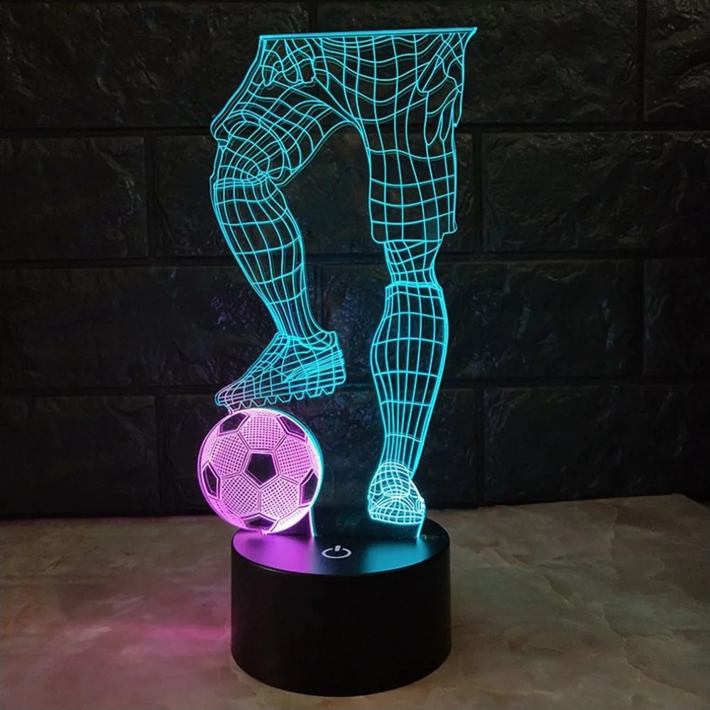 ICOCO Волшебная 3D футбольная сенсорная настольная лампа 7 цветов меняющая USB Powered