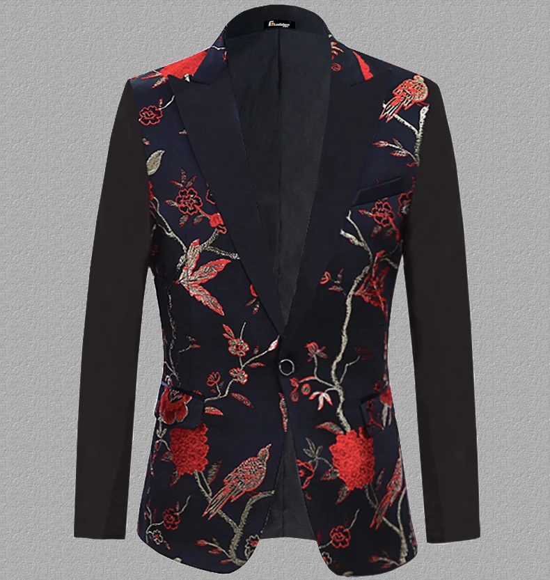 

Embroidery blazer men suits designs jacket mens stage costumes for singers clothes dance star style dress punk red blue green