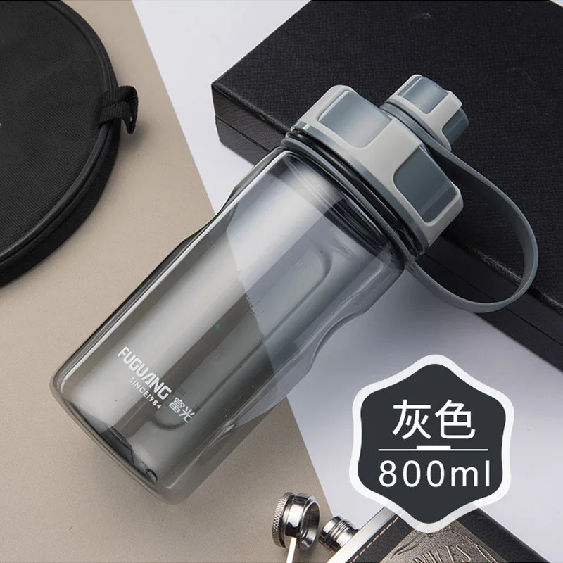 800ml Gray 600 мл/2000 мл/пластиковая чашка для воды мл Высокое качество большой ёмкость 1000 портативный пространство чашки Спорт на открытом воздухе чайник - Цвет: 800ml Gray