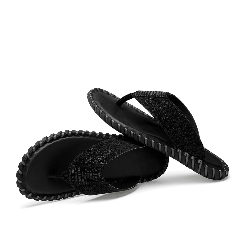 

2018 brand summer beach slippers men's leather slippers men's flat sandals outdoor rubber thong beach shoes men