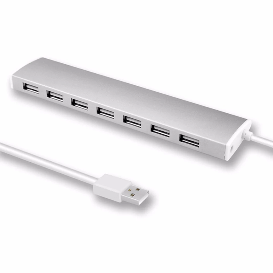 7-Порты и разъёмы USB 2,0 концентратор 60 см кабель Портативный до 480 Мбит/с цвет серебристый, золотой высокое Скорость платные сплиттер для Мульти USB устройств