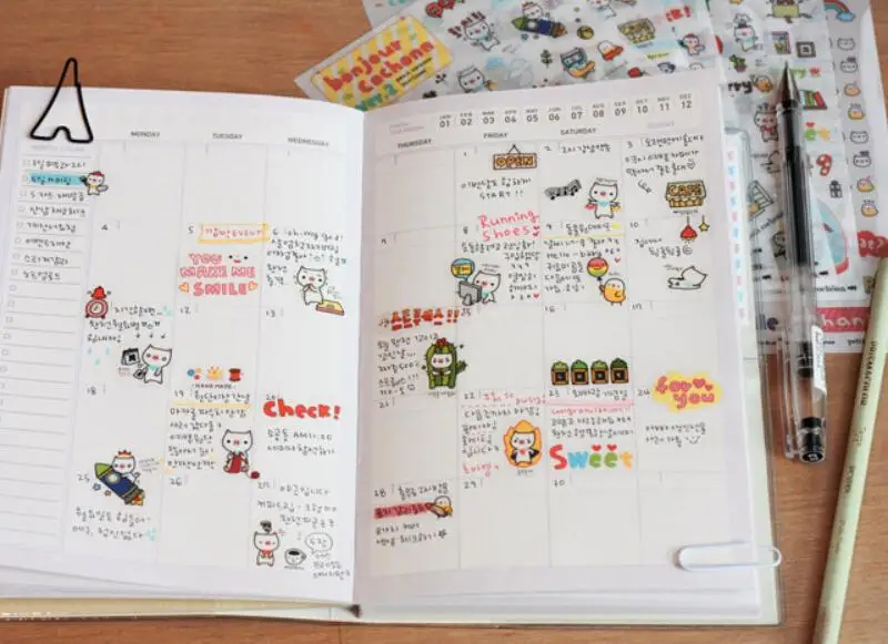 6 листов/Лот DIY Стикеры планировщик Календари книга прекрасный Бумага Craft для