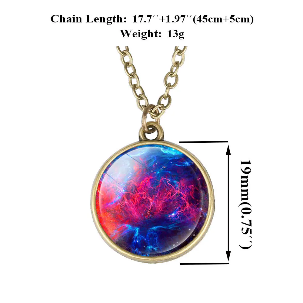 Fashion accessories universe Galaxy star double-sided glass ball time stone necklace pendant creative sweater chain hot sale | Украшения и