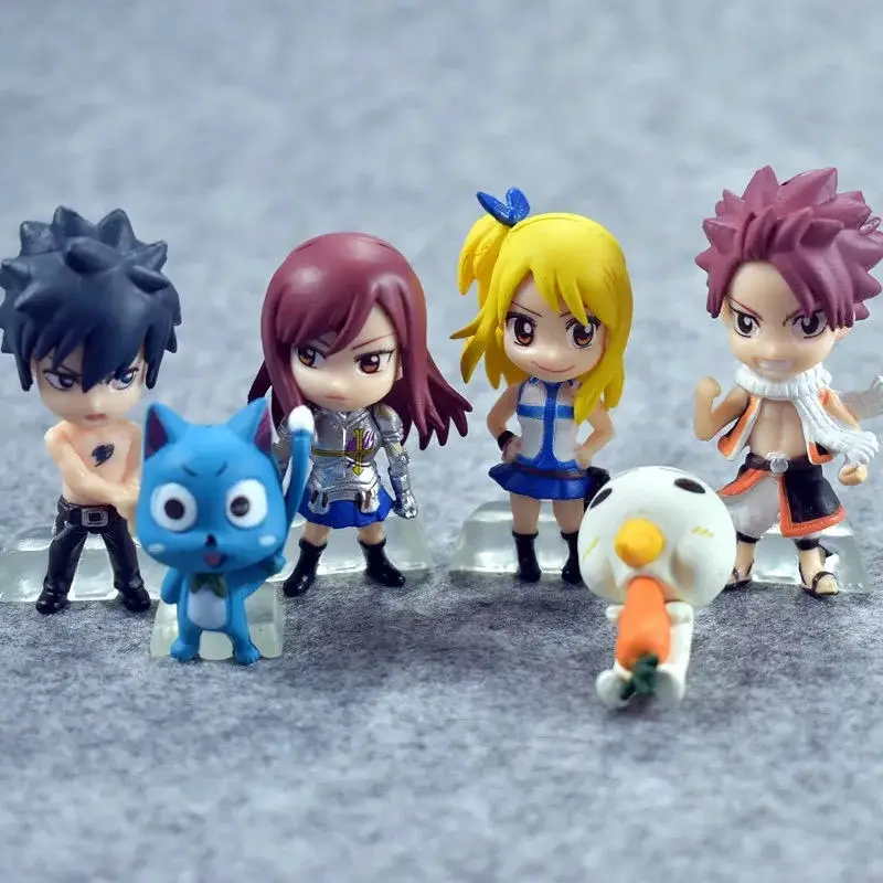 6 шт./компл. аниме Сказочный хвост Natsu Happy Lucy Gray Elza ПВХ фигурка модель игрушки