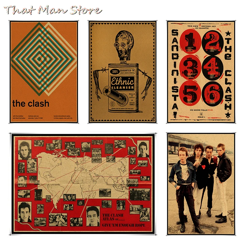Винтажный Ретро рок браслет The Clash музыкальная гитара матовая крафт бумага