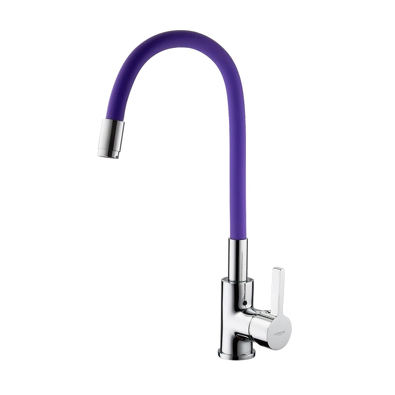 L4898-8 LEDEME Смеситель для кухни с силиконовым изливом латунь L4898 - Цвет: L4898-8