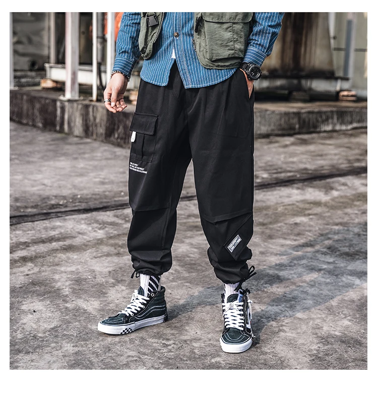 LAPPSTER Men Streetwear Carog Pants Summer Joggers Pants Men Black Hip Hop Harem Pants Korean Style Trousers Polyester