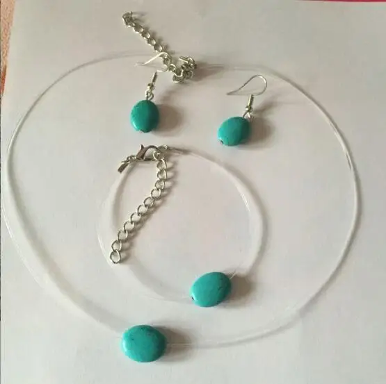 N775 Новое модное ожерелье геометрической овальной голубой камень кулон