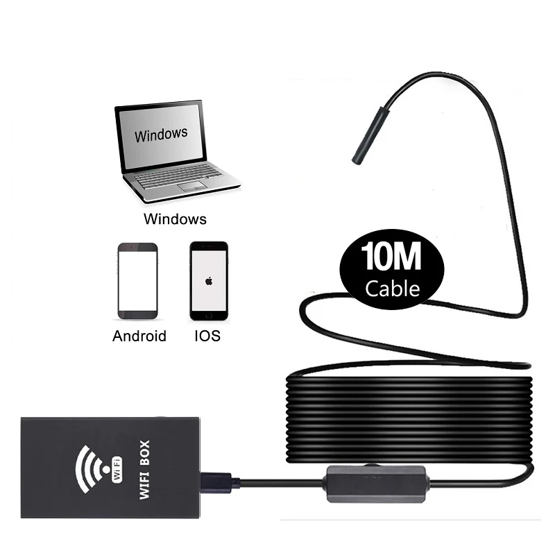 F140 10 м жесткий кабель беспроводная камера эндоскоп HD бороскоп осмотр android wifi usb