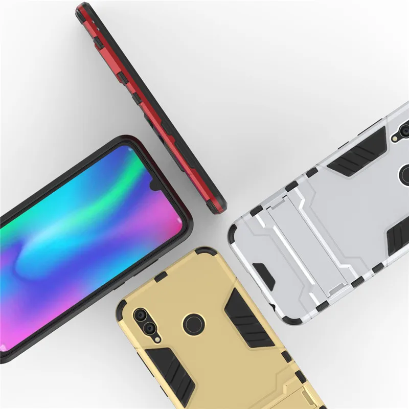 2 in 1 Hard PC+Soft Silicone TPU Rugged Rubber Kickstand Armor Phone Case For HUAWEI HONOR 10 Lite / P Smart 2019 Stand Cover |