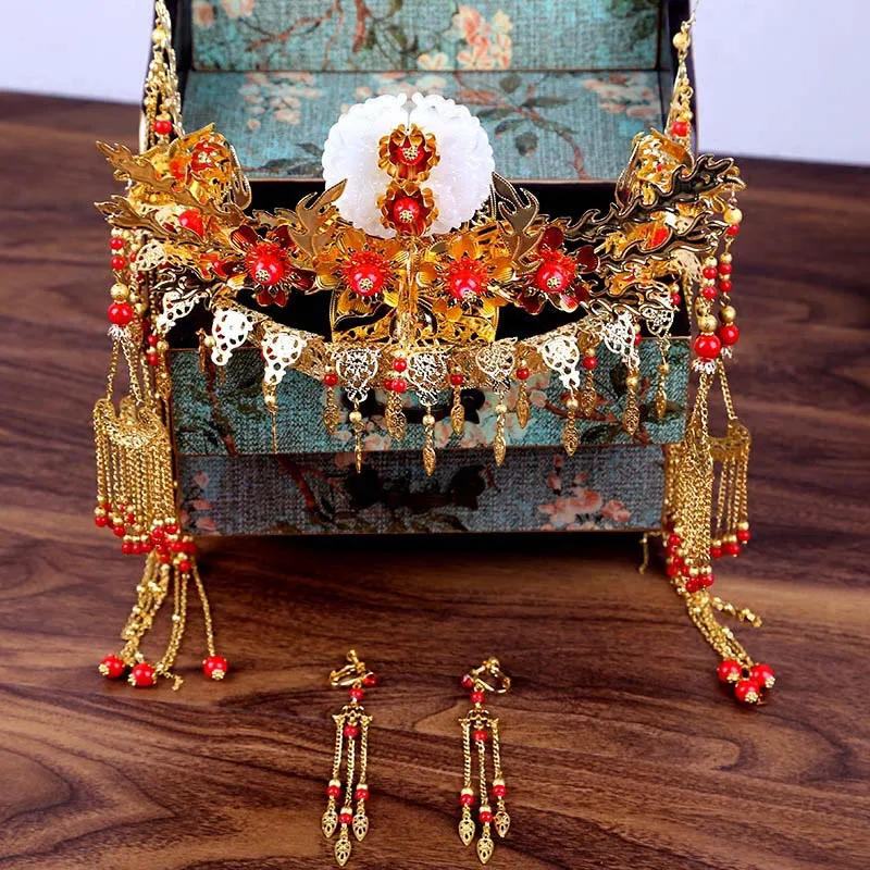 Свадебная Тиара для волос FORSEVEN свадебная тиара золотого цвета в китайском стиле