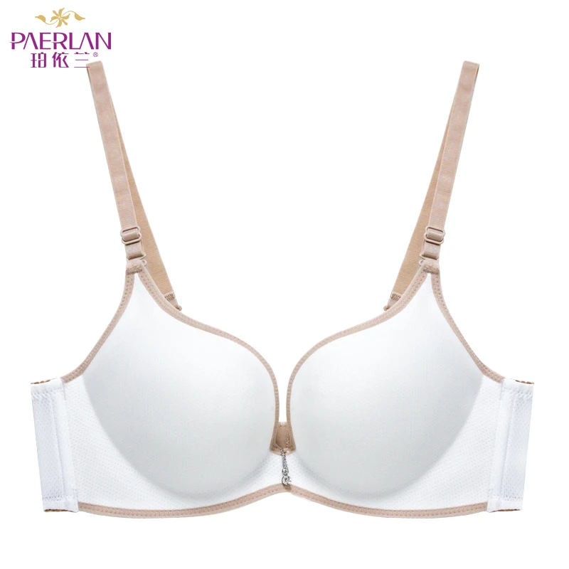 

PAERLAN Adjustable Breathable Female Underwear Seamless No Steel Ring Upright Cotton White Bra Chest Gather Seamlessly