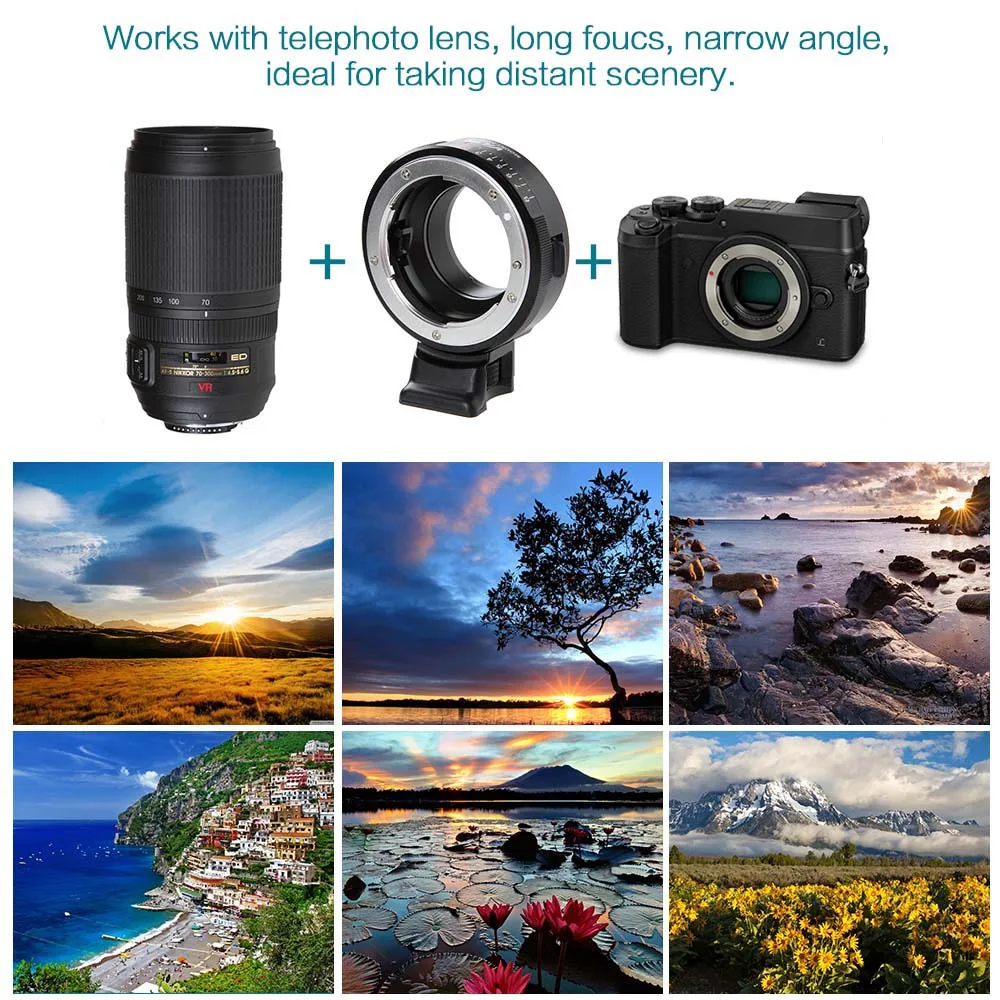 VILTROX NF-M4/3 Крепление переходное кольцо для объектива Nikon к M4/3 крепление Камера для GF для цифровой камеры Olympus E-M1/E-P1/E-P2/E-P3