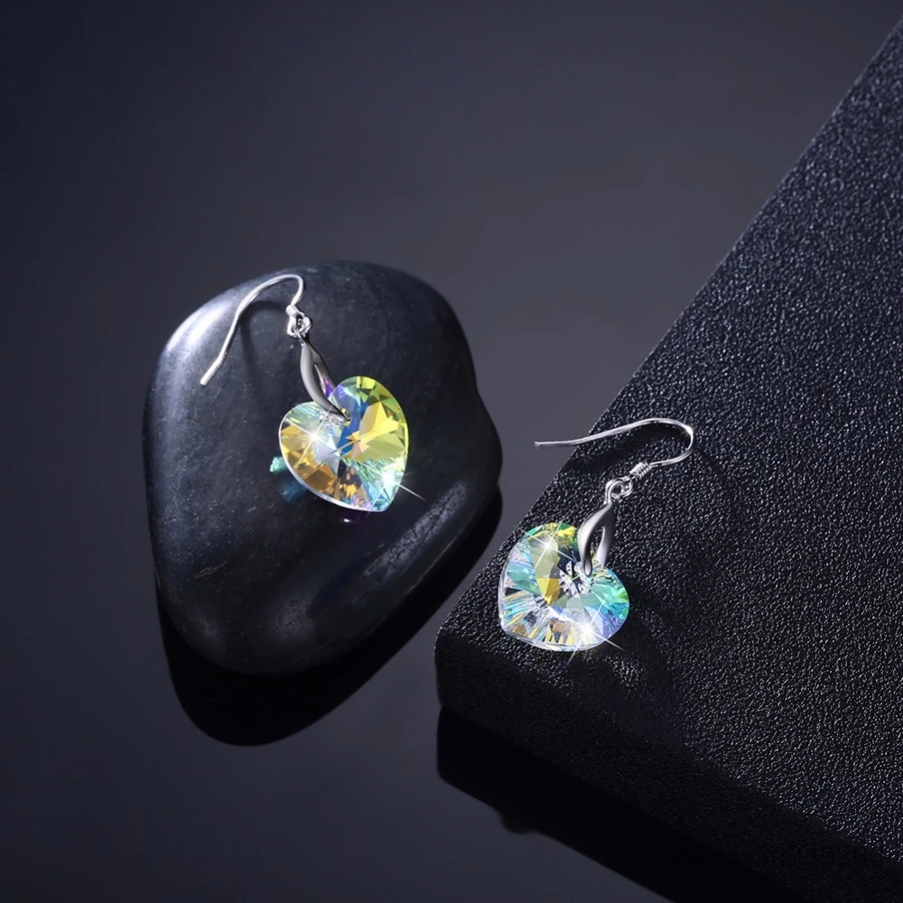 Женские серьги с кристаллом LEKANI подвески в виде сердца аметистом ювелирные