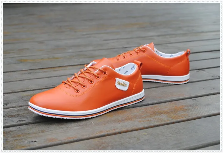 Autumn Winter Men Shoes Breathable Men's Casual Shoes Pu Leather Flat Shoes Lace-Up Man Shoes Comfortable Outdoor White Sneakers