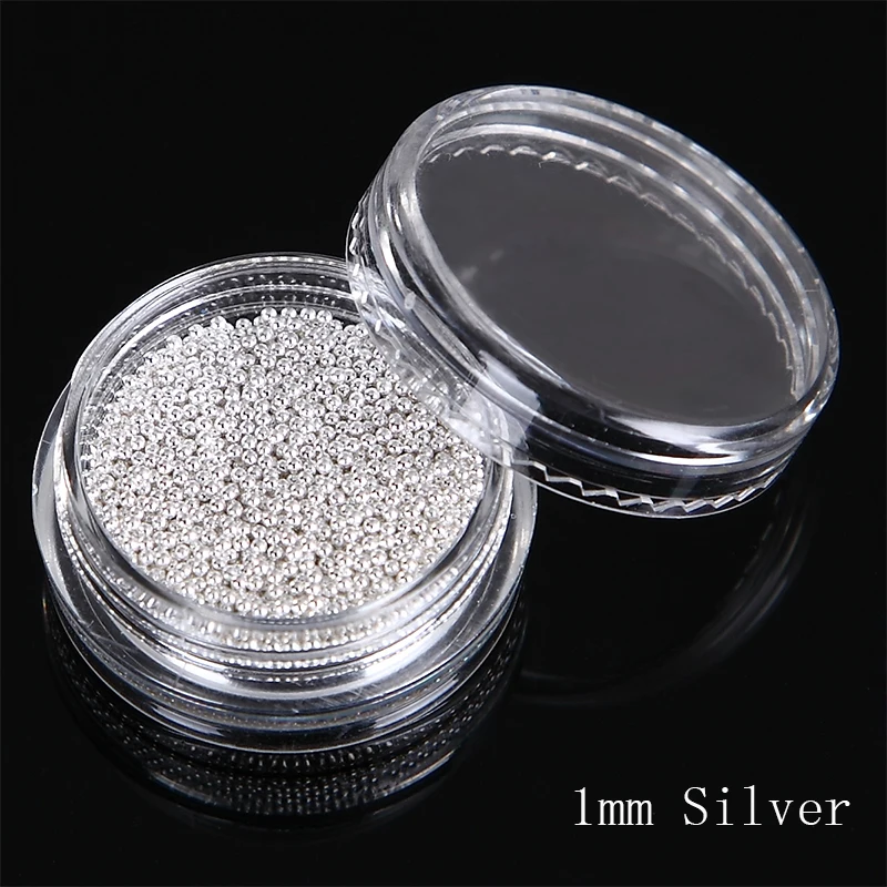 1mm Silver Monja золотые наклейки для ногтей Серебряный Черный Розовый Золотой металлический икра бусины использовать для Стразы Жемчуг Шарм украшения аксессуары - Цвет: 1mm Silver
