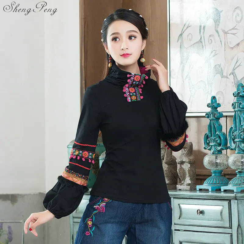 Cheongsam Топ традиционная китайская одежда для женщин с длинным рукавом размера