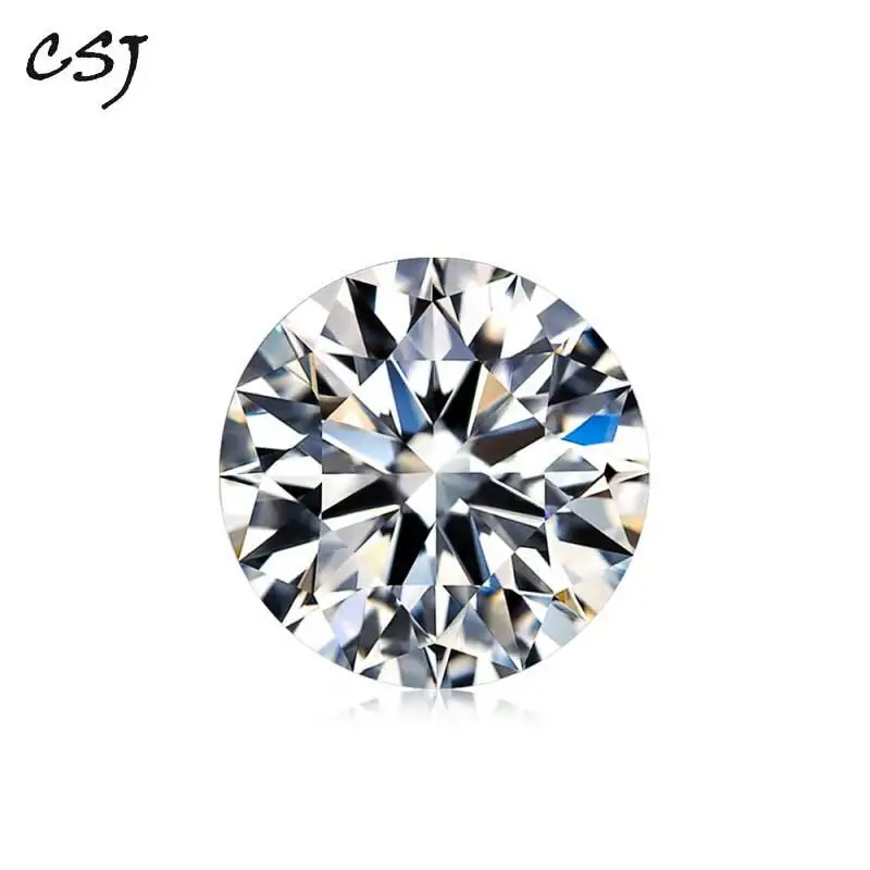 CSJ круглые бриллиантовые огранки Moissanite 0 5 карат мм D Цвет свободные драгоценные