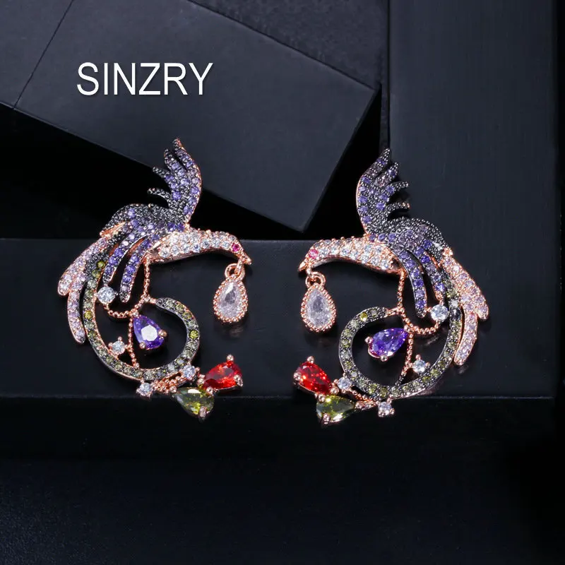 Женские серьги-гвоздики с фианитом SINZRY эффектные элегантные серьги прозрачным