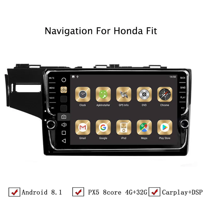 9&quot 4G RAM 32G ROM Octa Core Android 8.1 Car DVD GPS Navigation For Honda Fit 2014 2015 2016 2017 2018 Top Accessories | Автомобили и