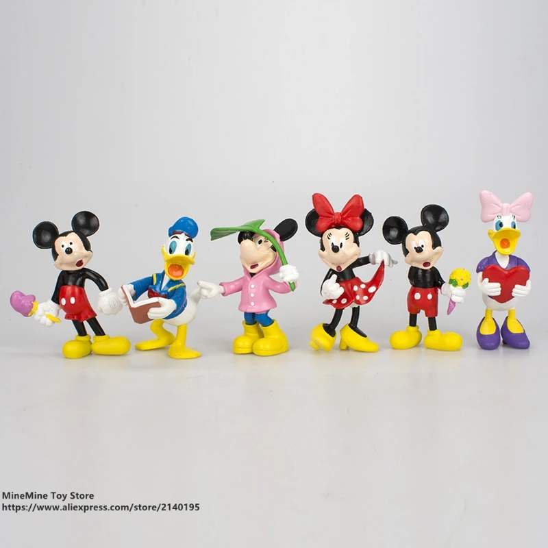 DISNEY Микки Маус Минни 6 шт./компл. см фигурка осанки коллекция украшений аниме