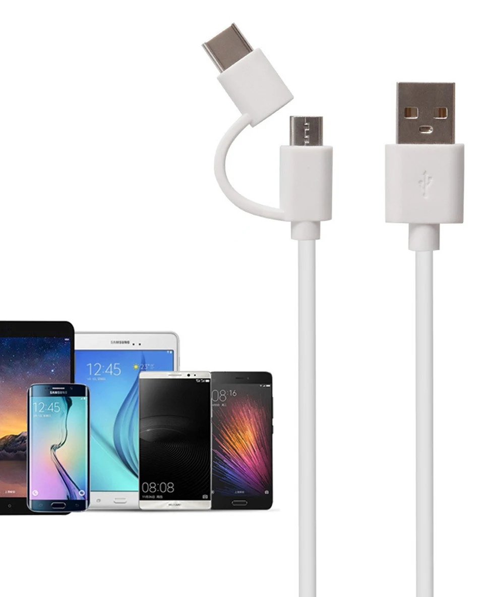 2 в 1 Micro Usb кабель Usb type C для samsung Xiaomi Nokia huawei LG Redmi Быстрая зарядка type-c зарядное устройство для телефона Android usb-c