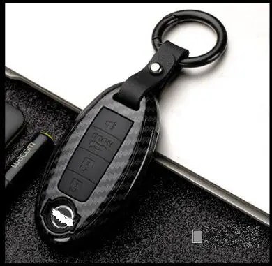 D Carbon Black Чехол из углеродного волокна для автомобильного ключа для Nissan Qashqai J10 J11 X-Trail t31 t32 kicks Tiida Pathfinder Murano Note Juke - Название цвета: D Carbon Black
