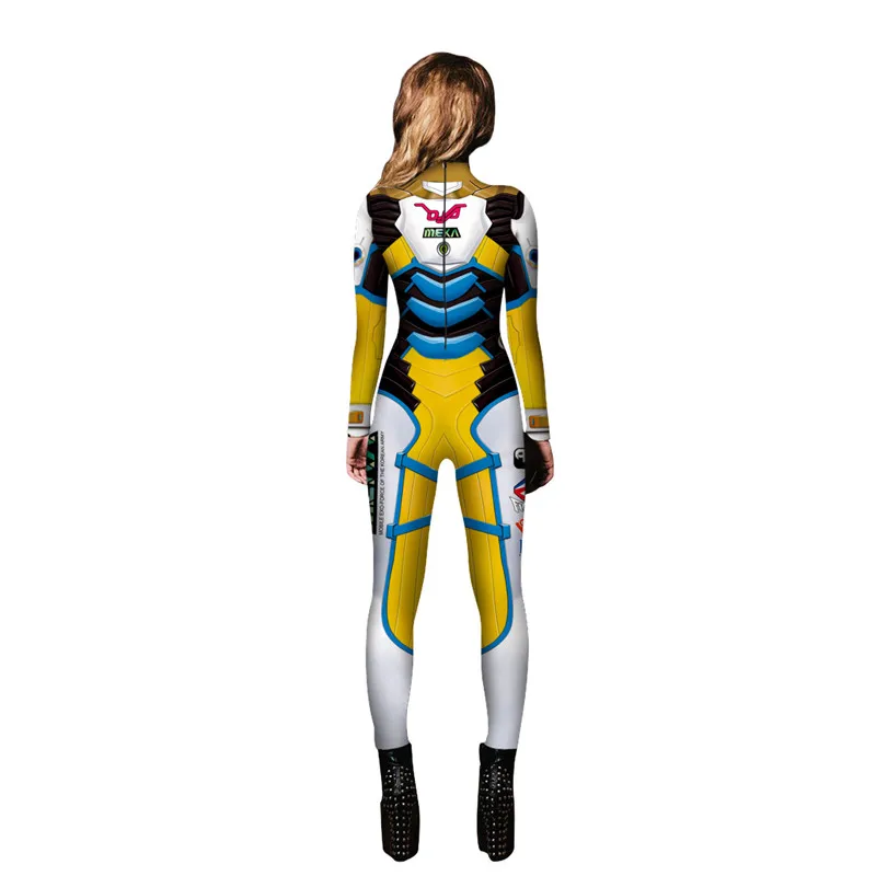Высокое качество Косплей Overwatch DVA костюм спандекс полиэстер Zentai боди Женский полный тело Хэллоуин костюм C13301