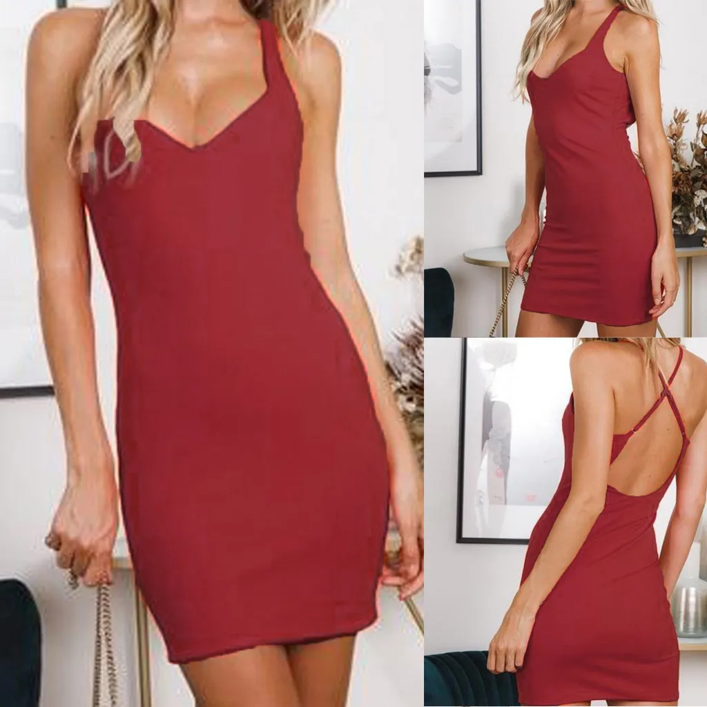 Женское облегающее платье Boho без рукавов с открытой спиной повседневные