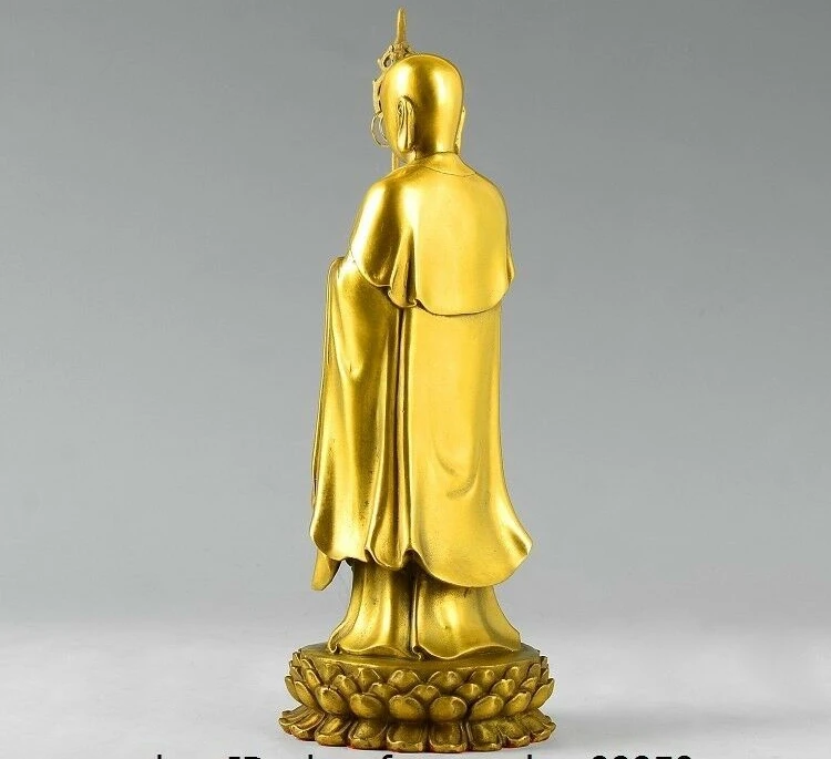 Тибетский буддизм медный тангшень Jizo Ksitigarbha Di Zang король статуя Будда|Статуи и