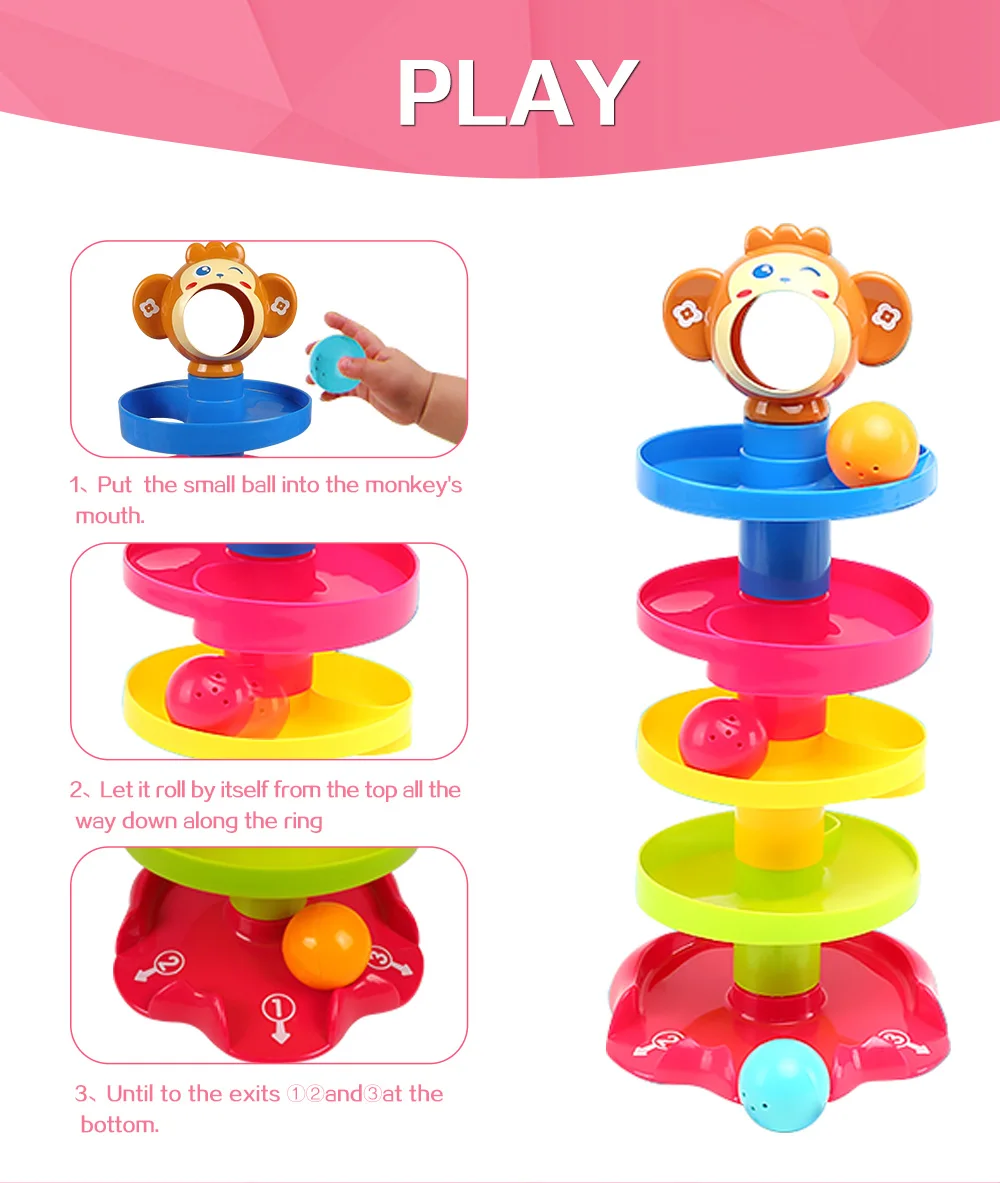 Huanger Baby Rolling Ball Bell игрушки свай башня пазл, игрушки для детей погремушки кольцо от 0 до 24 месяцев ребенок новорожденный образование и обучение подарок